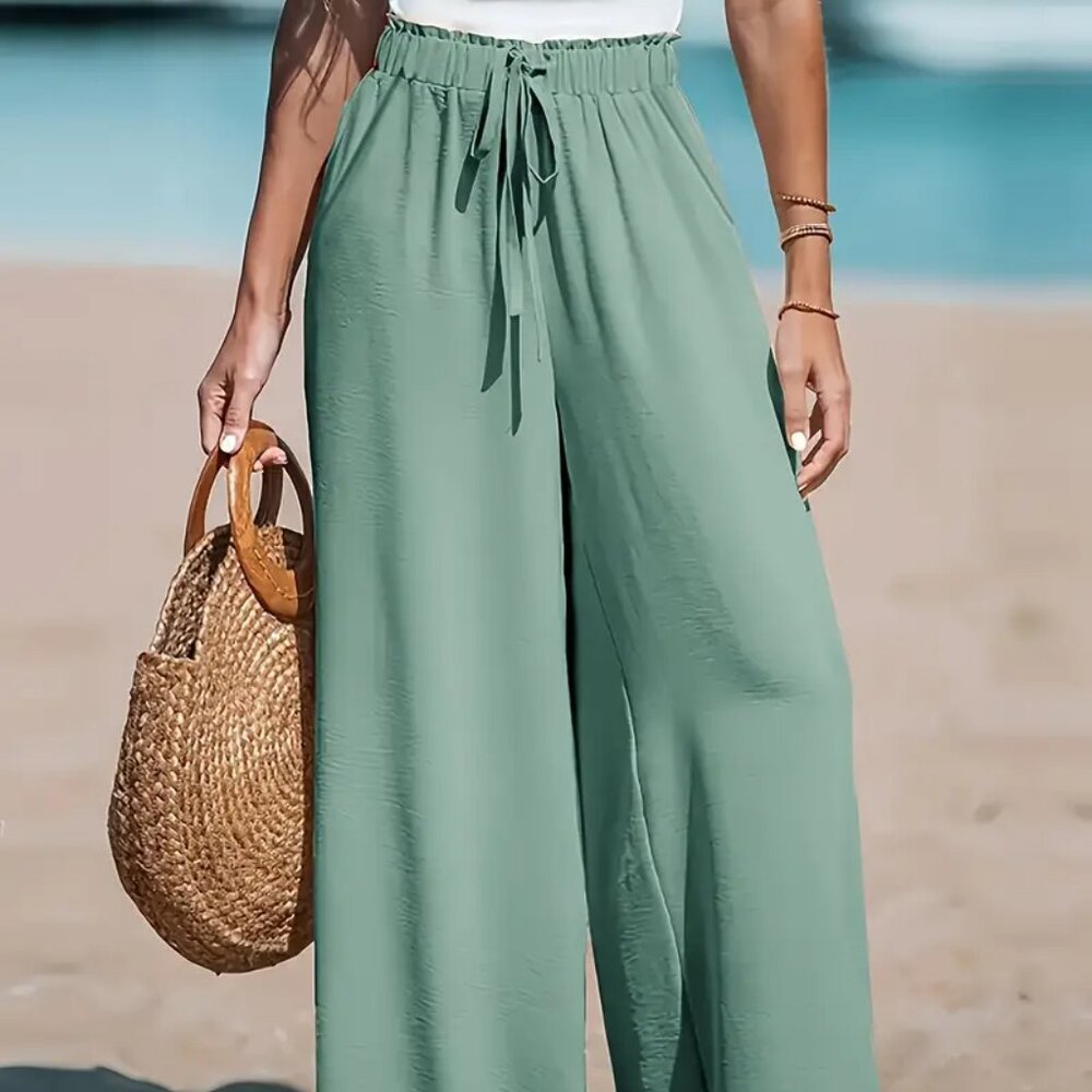 Cupshe Sage Green Wide Leg Pants | XL | Paperbag Waist with Drawstring | NWT